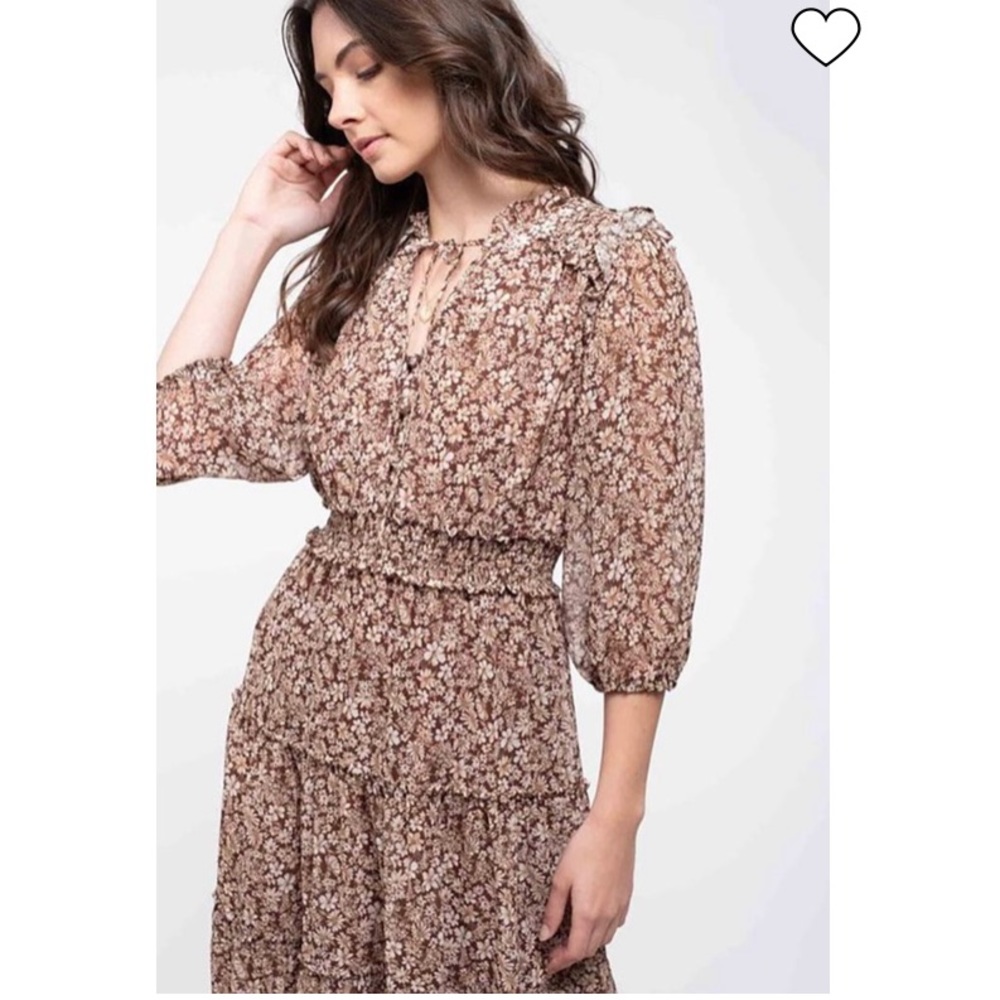 Crunch the leaves brown floral print midi dress